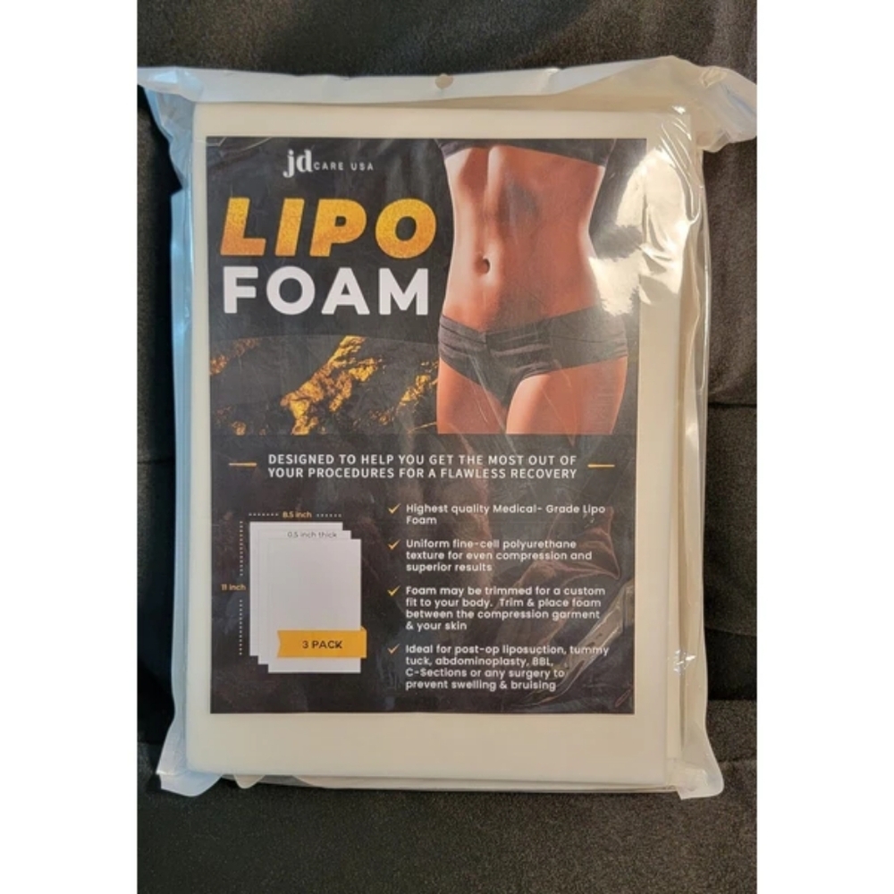 JD Care USA Lipo Foam 3 Pk Recovery Pads for Surgery Liposuction.